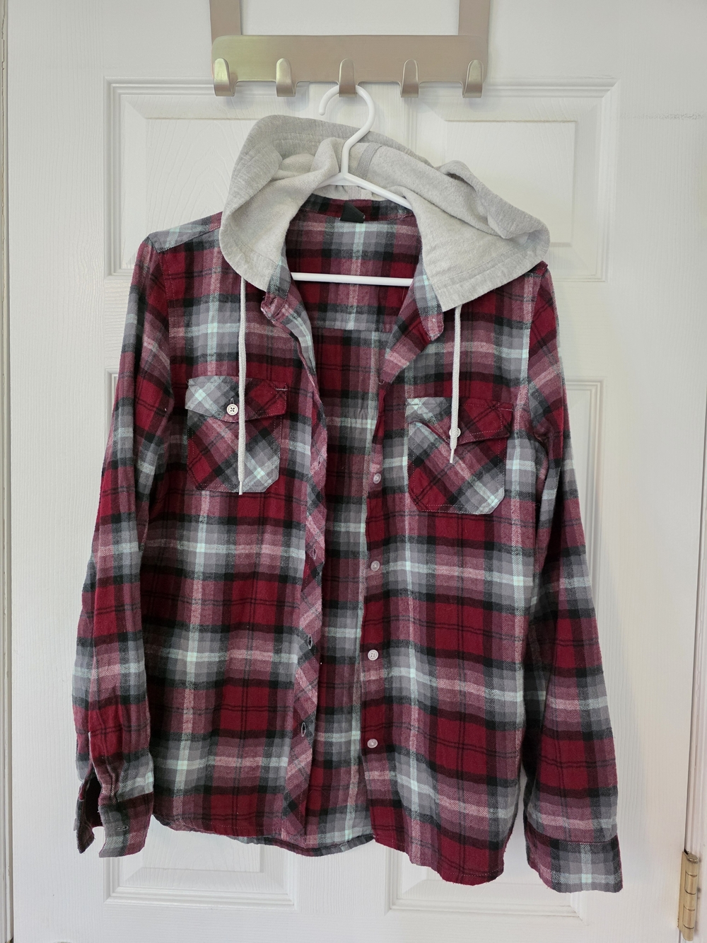 Hooded Flannel Shirt | Size Medium